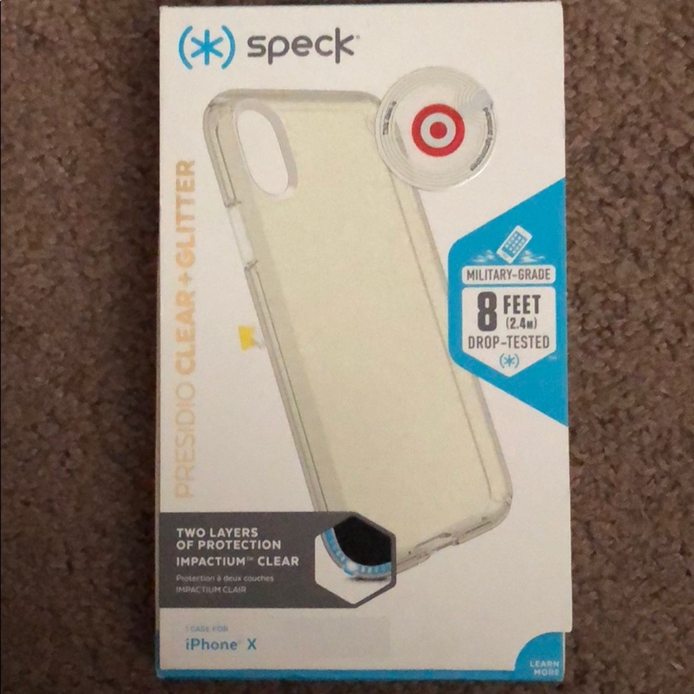 iPhone X case speck presidio clearwithgold glitter